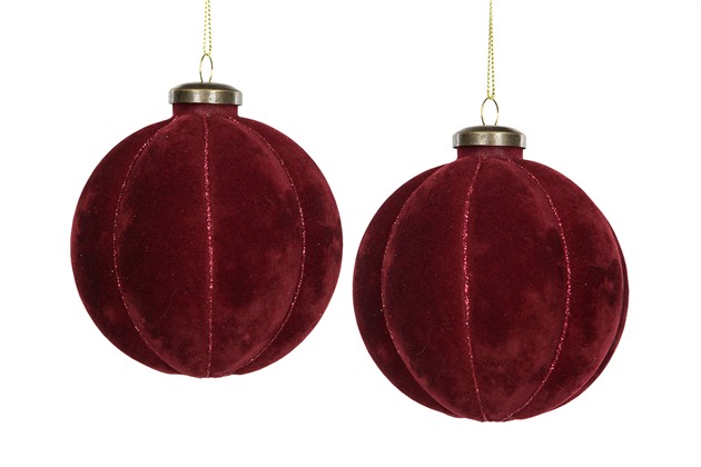 Glaskula sammet röd